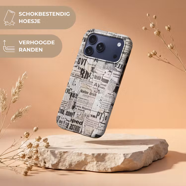 Telefoonhoesje Toughcase - Krant - Gescheurd - Textuur - Abstract - Zwart-wit — 5