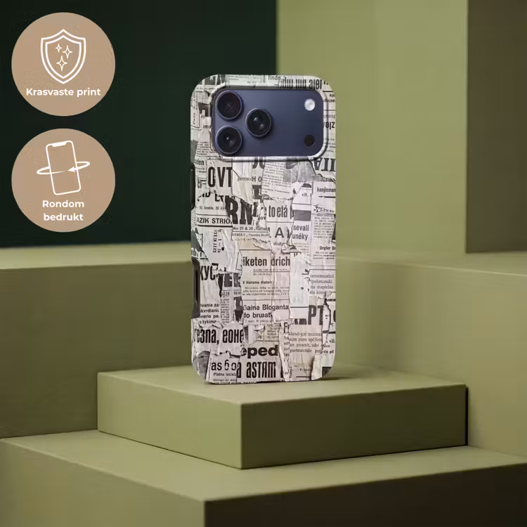 Telefoonhoesje Toughcase - Krant - Gescheurd - Textuur - Abstract - Zwart-wit — 7