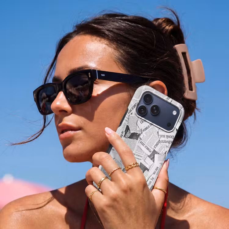 Telefoonhoesje Toughcase - Krant - Versnipperd - Textuur - Zwart-wit - Abstract — 6