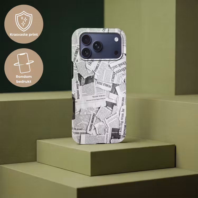Telefoonhoesje Toughcase - Krant - Versnipperd - Textuur - Zwart-wit - Abstract — 7