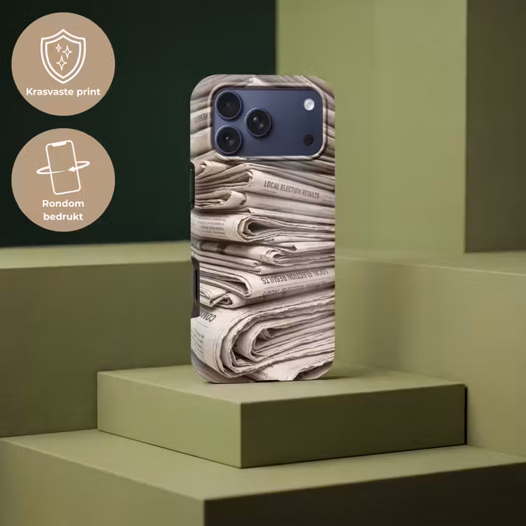 Telefoonhoesje Toughcase - Kranten - Stapel - Nieuws - Vintage - Beige — 7