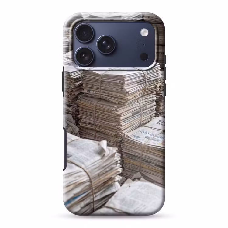 Telefoonhoesje Toughcase - Kranten - Stapels - Touw - Informatie - Vintage — 1