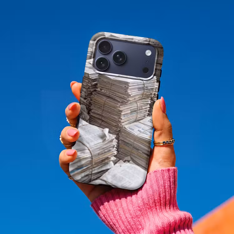 Telefoonhoesje Toughcase - Kranten - Stapels - Touw - Informatie - Vintage — 2