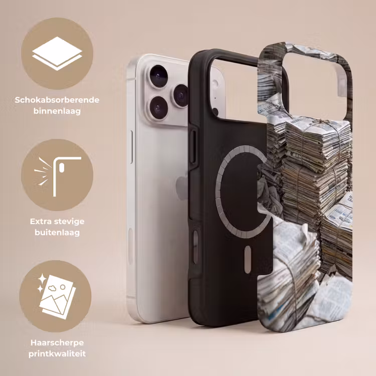 Telefoonhoesje Toughcase - Kranten - Stapels - Touw - Informatie - Vintage — 3