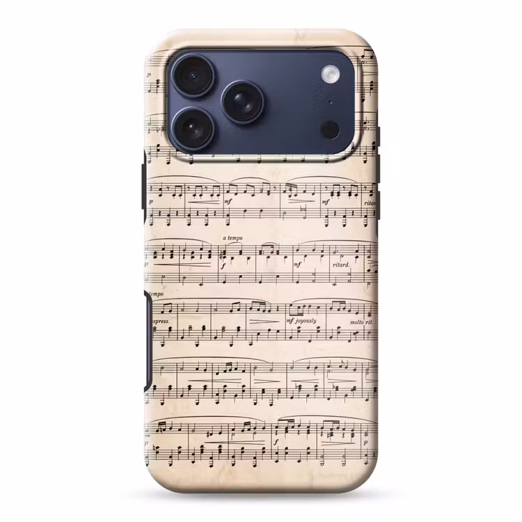 Telefoonhoesje Toughcase - Muzieknotatie - Notenbalken - Kunst - Klassiek - Beige — 1