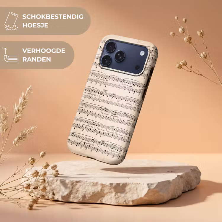 Telefoonhoesje Toughcase - Muzieknotatie - Notenbalken - Kunst - Klassiek - Beige — 5