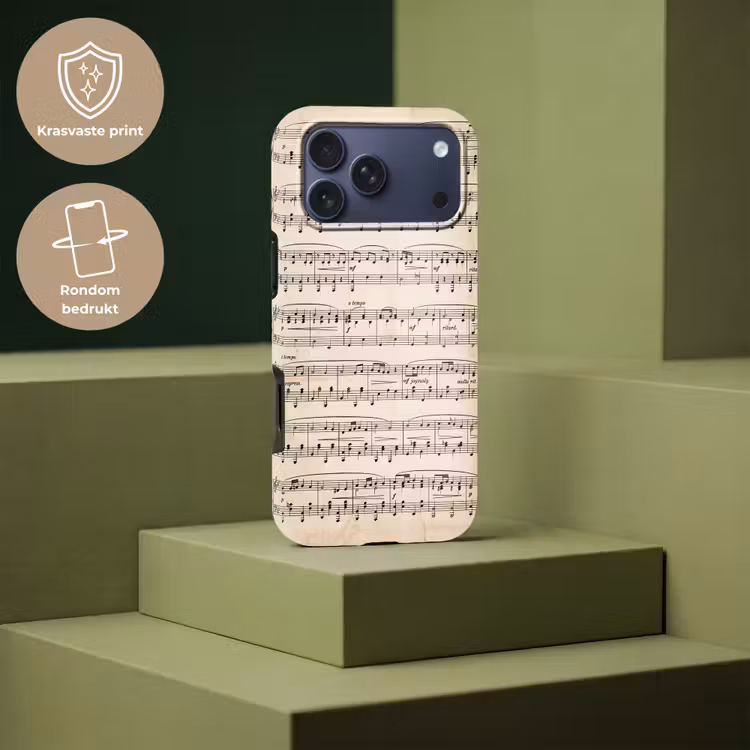 Telefoonhoesje Toughcase - Muzieknotatie - Notenbalken - Kunst - Klassiek - Beige — 7