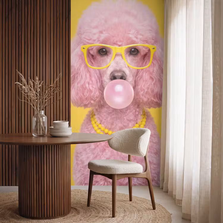 Behang - Hond - Kauwgum - Dieren - Modern - Roze — 4
