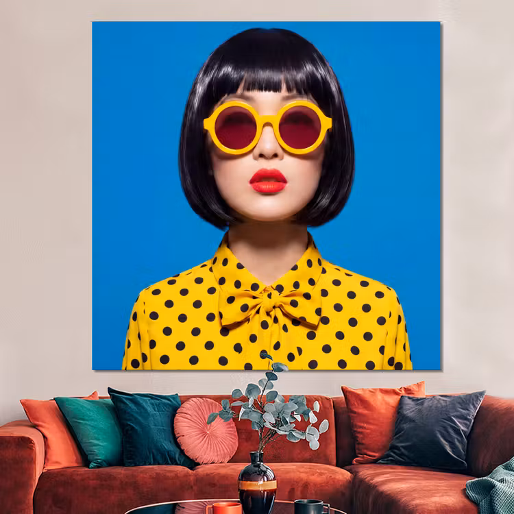Forex - Vrouw - Zonnebril - Pop Art - Portret - Geel — 3
