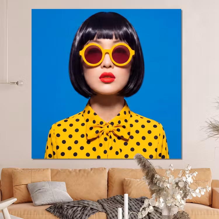 Forex - Vrouw - Zonnebril - Pop Art - Portret - Geel — 4
