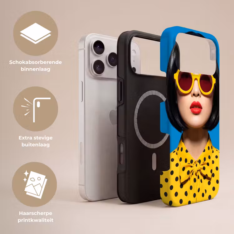 Telefoonhoesje Toughcase - Vrouw - Zonnebril - Pop Art - Portret - Geel — 3