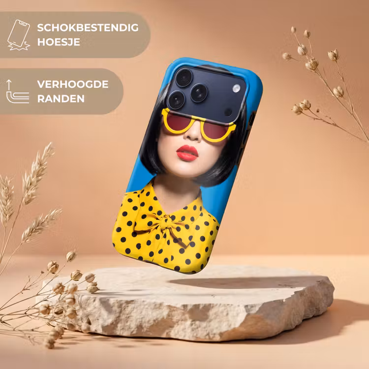 Telefoonhoesje Toughcase - Vrouw - Zonnebril - Pop Art - Portret - Geel — 5