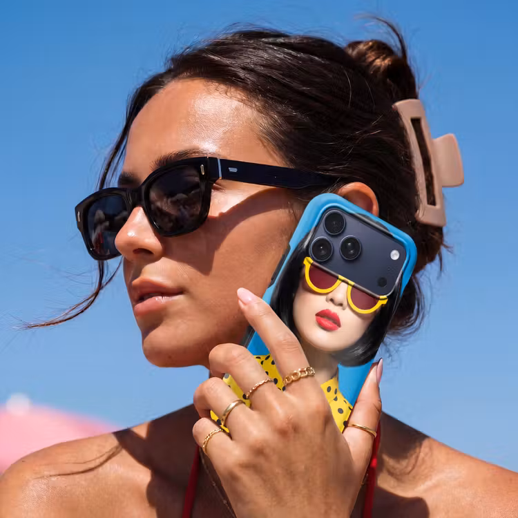 Telefoonhoesje Toughcase - Vrouw - Zonnebril - Pop Art - Portret - Geel — 6