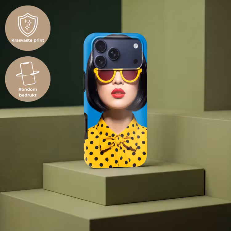 Telefoonhoesje Toughcase - Vrouw - Zonnebril - Pop Art - Portret - Geel — 7