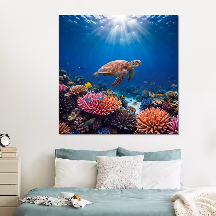 Forex - Schildpad - Koraalrif - Oceaan - Dieren - Blauw — 2