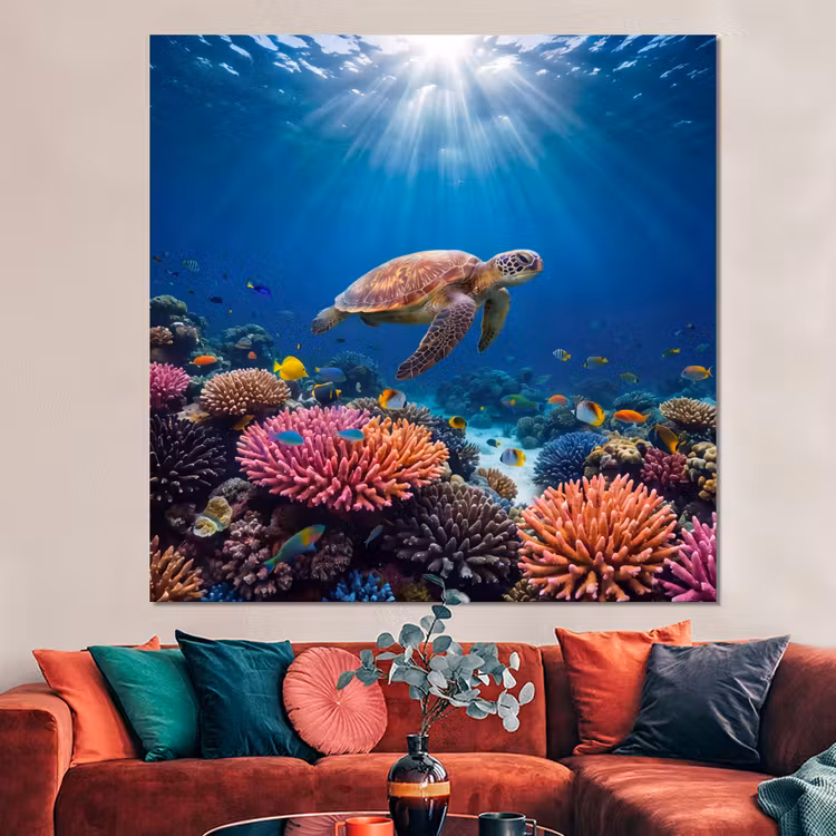 Forex - Schildpad - Koraalrif - Oceaan - Dieren - Blauw — 3