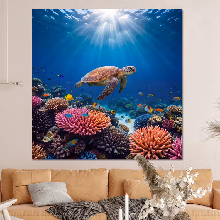 Forex - Schildpad - Koraalrif - Oceaan - Dieren - Blauw — 4