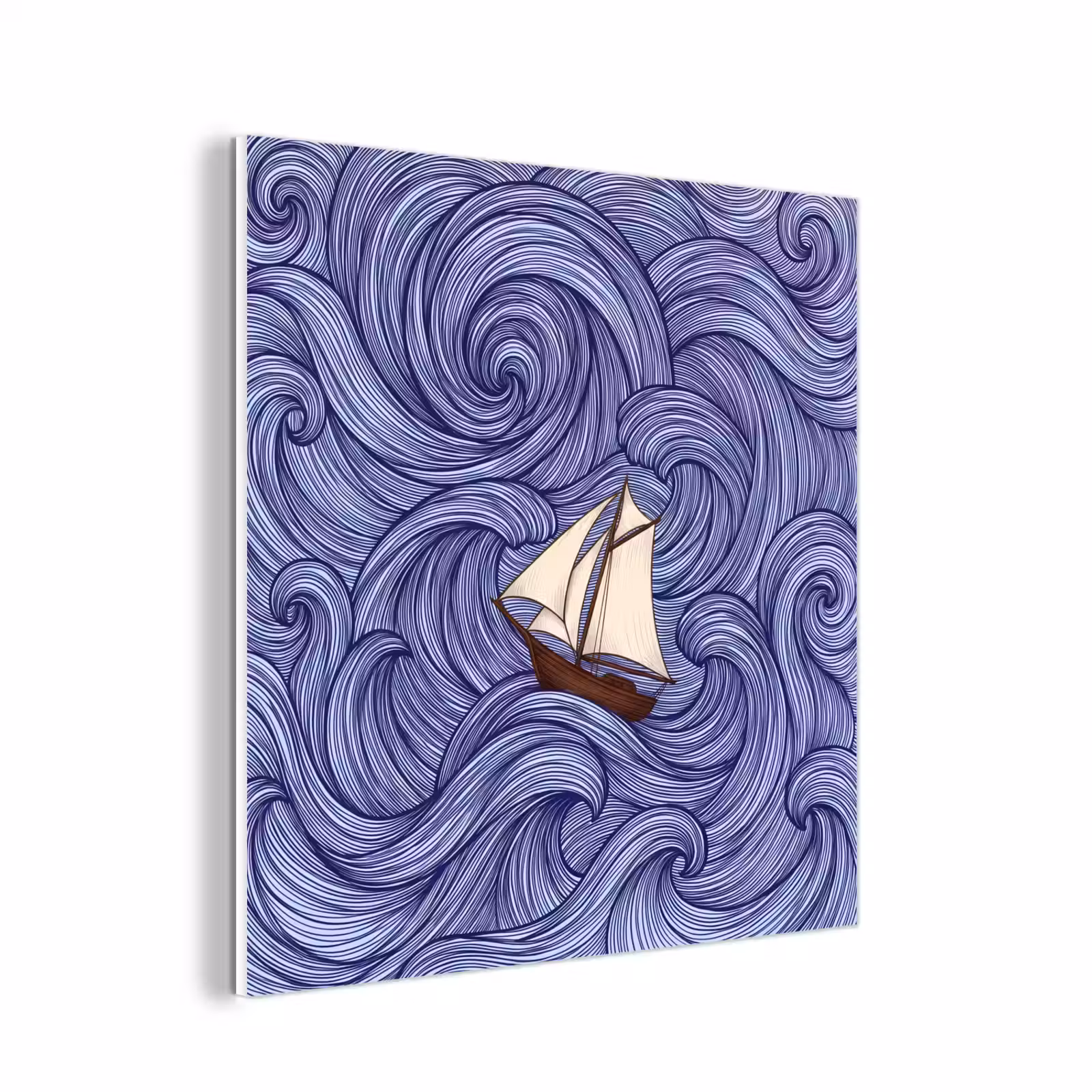 Forex - Schip - Golven - Zee - Illustratie - Blauw — 1