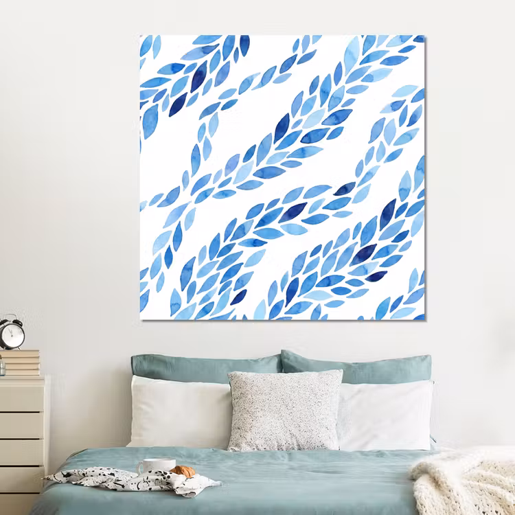 Forex - Bladeren - Aquarel - Patroon - Modern - Blauw — 2