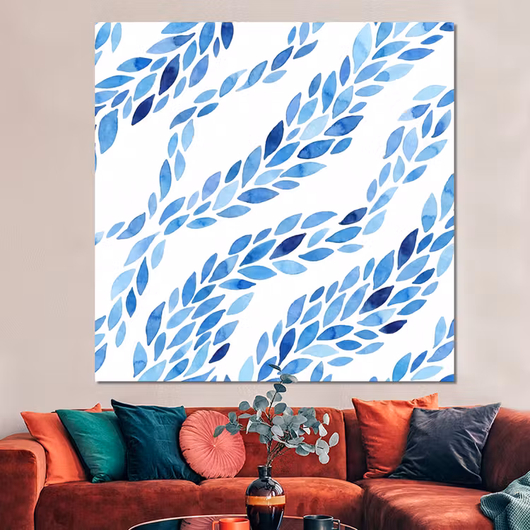 Forex - Bladeren - Aquarel - Patroon - Modern - Blauw — 3