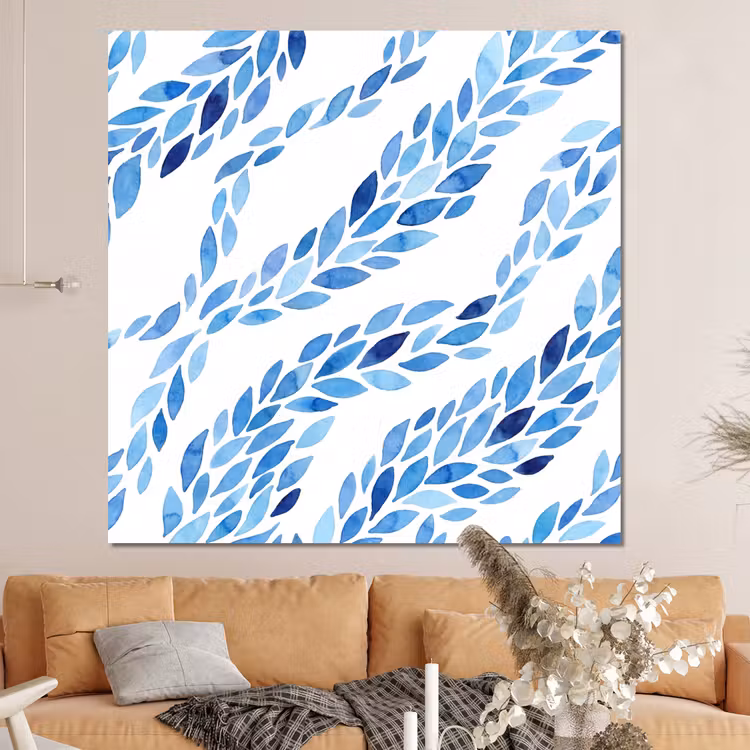 Forex - Bladeren - Aquarel - Patroon - Modern - Blauw — 4