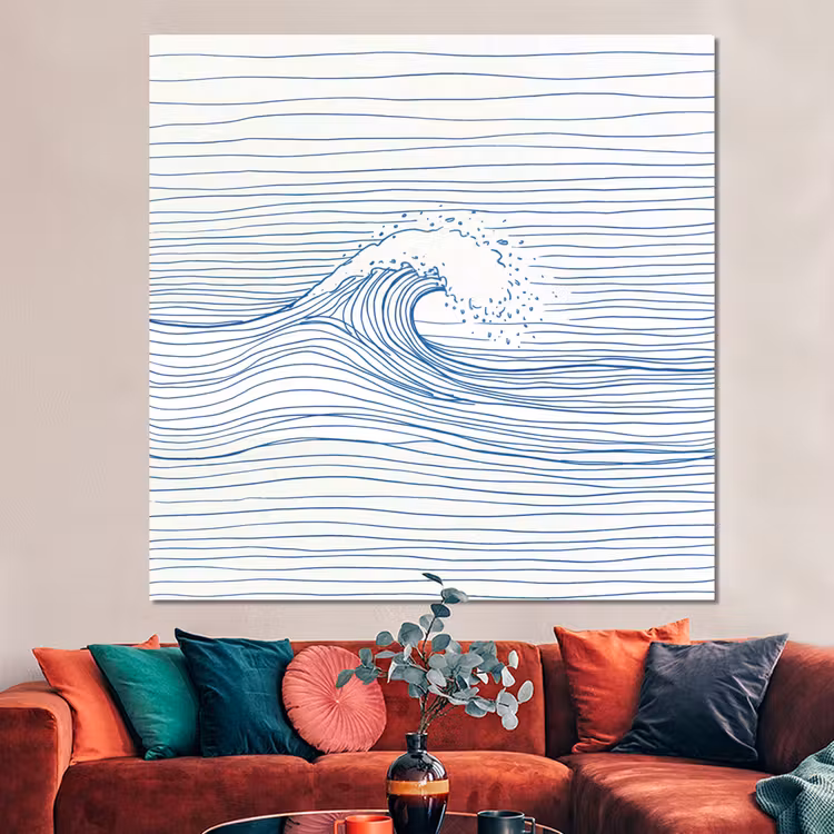 Forex - Golf - Brekende - Natuur - Minimalistisch - Blauw — 3