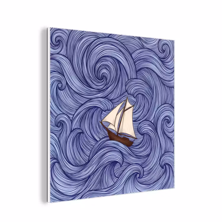 Forex - Schip - Golven - Zee - Illustratie - Blauw — 1