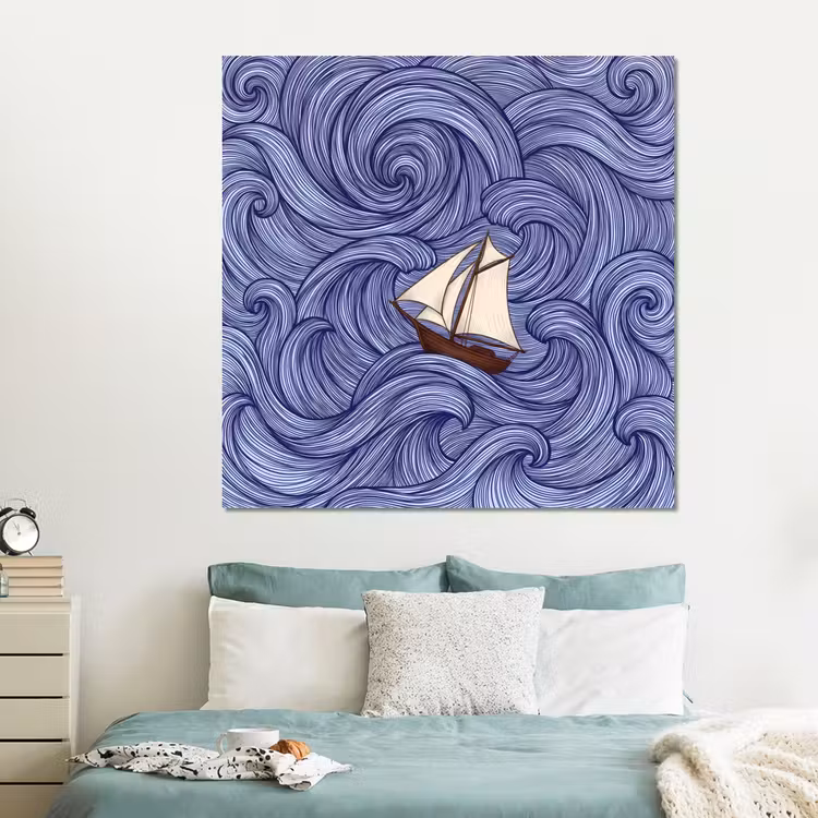 Forex - Schip - Golven - Zee - Illustratie - Blauw — 2