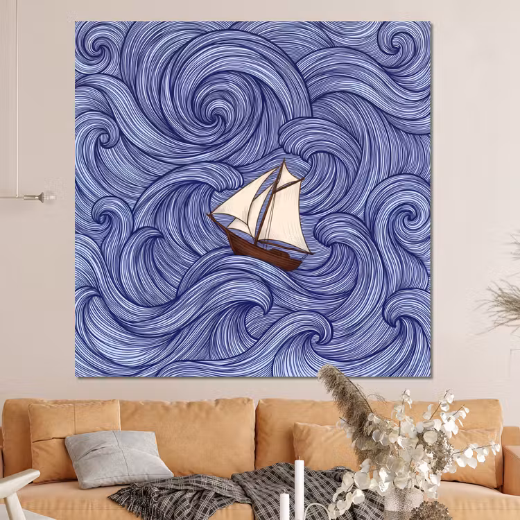 Forex - Schip - Golven - Zee - Illustratie - Blauw — 4