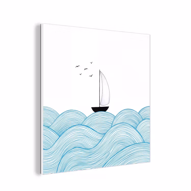 Forex - Zeilboot - Golven - Zee - Illustratie - Blauw — 1
