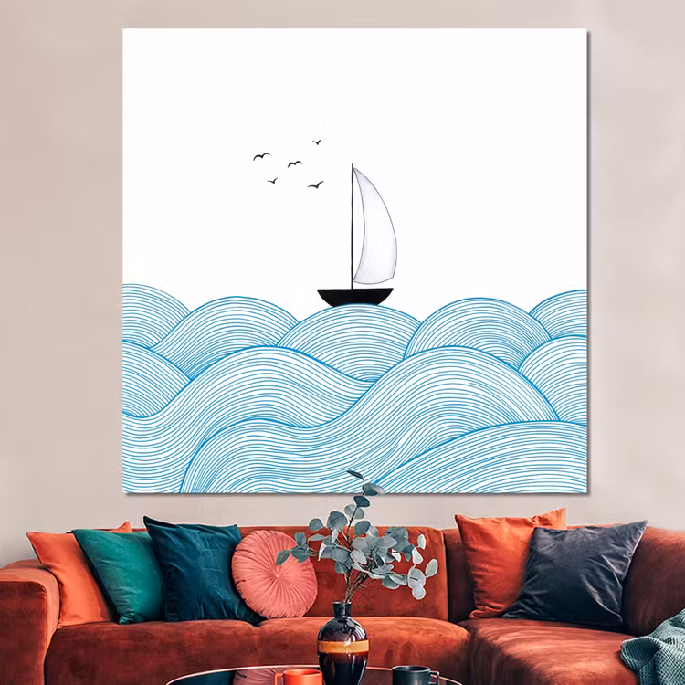 Forex - Zeilboot - Golven - Zee - Illustratie - Blauw — 3