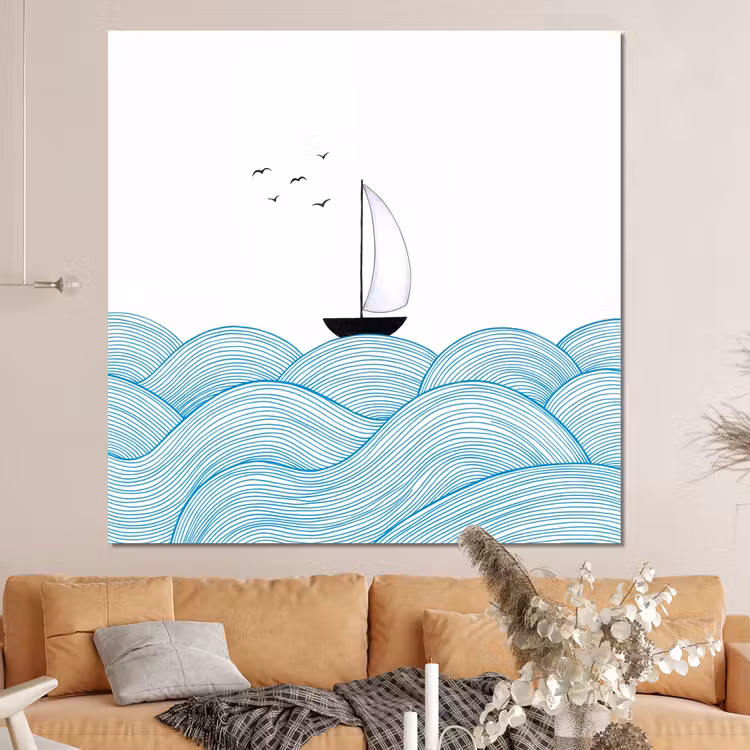 Forex - Zeilboot - Golven - Zee - Illustratie - Blauw — 4
