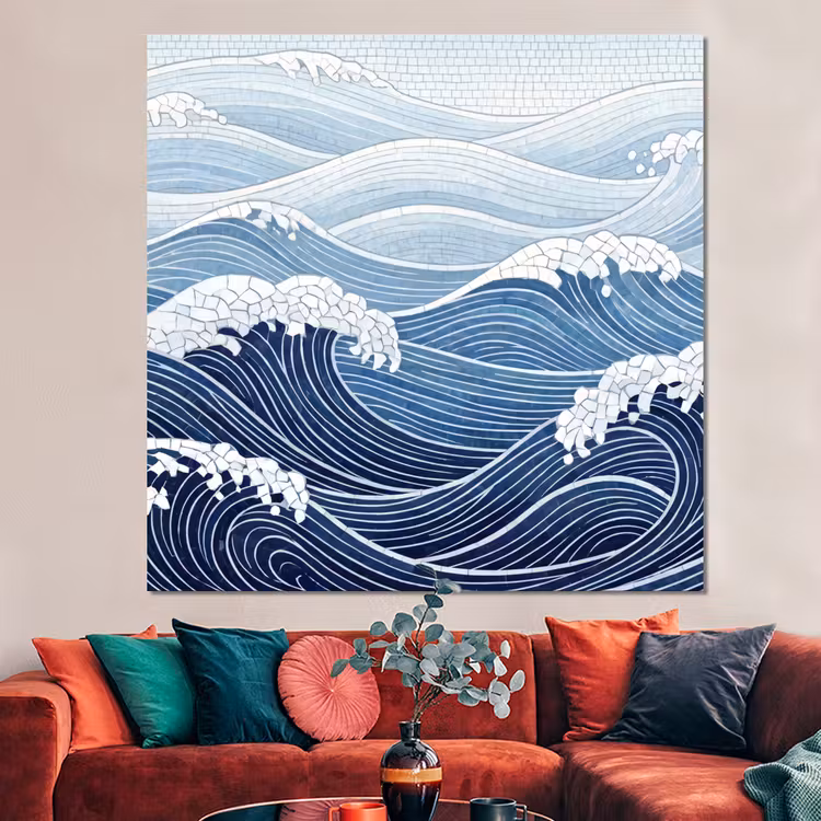 Forex - Water - Mozaïek - Landschap - Modern - Blauw — 3