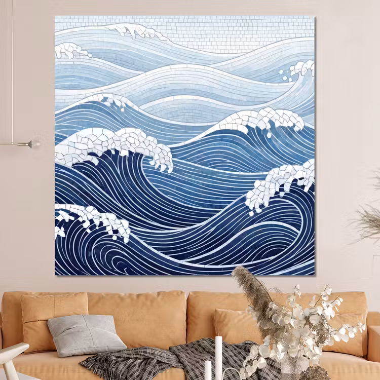 Forex - Water - Mozaïek - Landschap - Modern - Blauw — 4