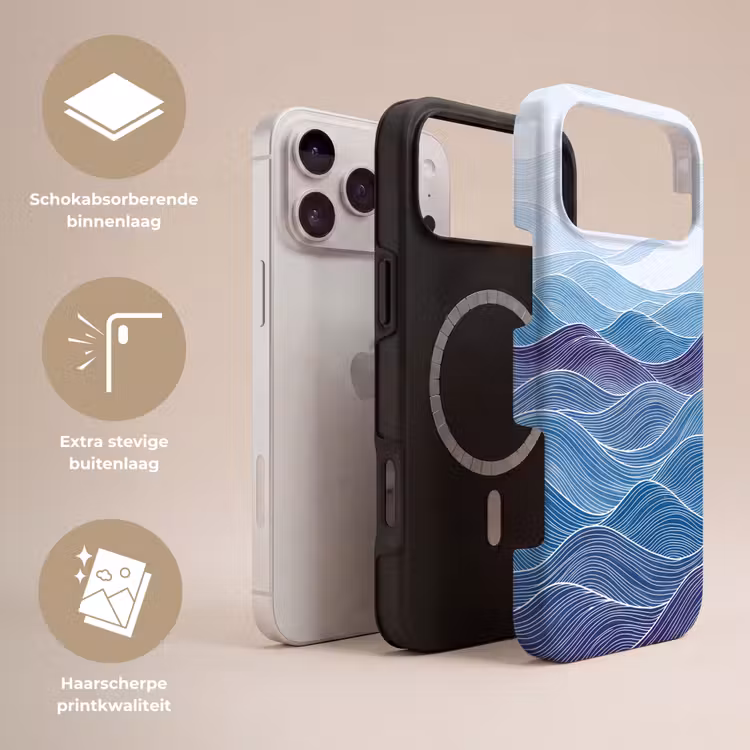 Telefoonhoesje Toughcase - Abstract - Golven - Patroon - Blauw - Modern — 3