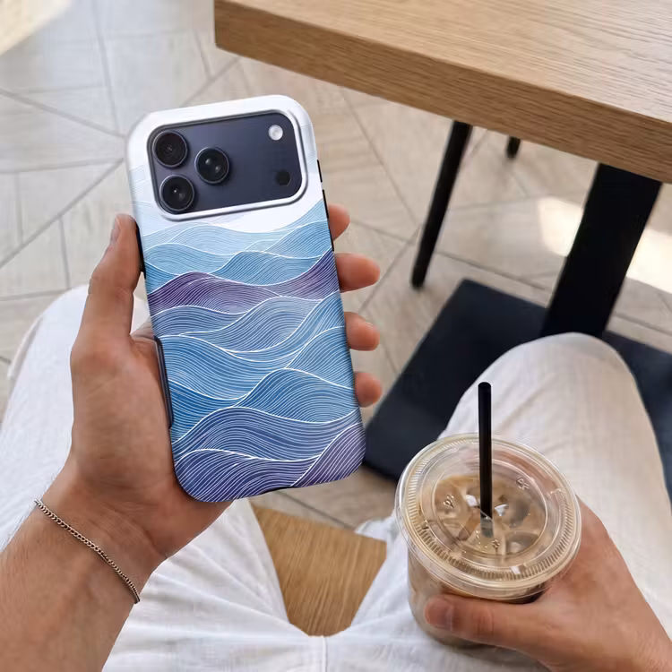 Telefoonhoesje Toughcase - Abstract - Golven - Patroon - Blauw - Modern — 4
