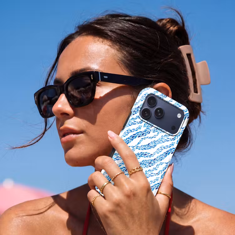 Telefoonhoesje Toughcase - Bladeren - Aquarel - Patroon - Modern - Blauw — 6