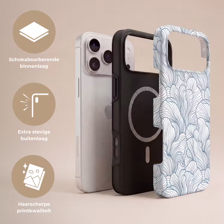 Telefoonhoesje Toughcase - Patroon - Lijnen - Organisch - Abstract - Blauw — 3