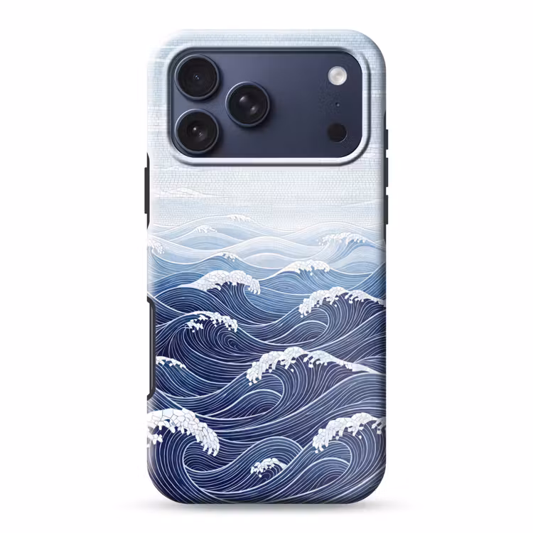 Telefoonhoesje Toughcase - Water - Mozaïek - Landschap - Modern - Blauw — 1
