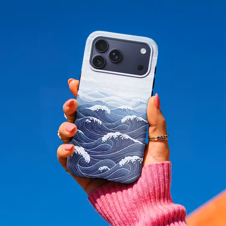 Telefoonhoesje Toughcase - Water - Mozaïek - Landschap - Modern - Blauw — 2
