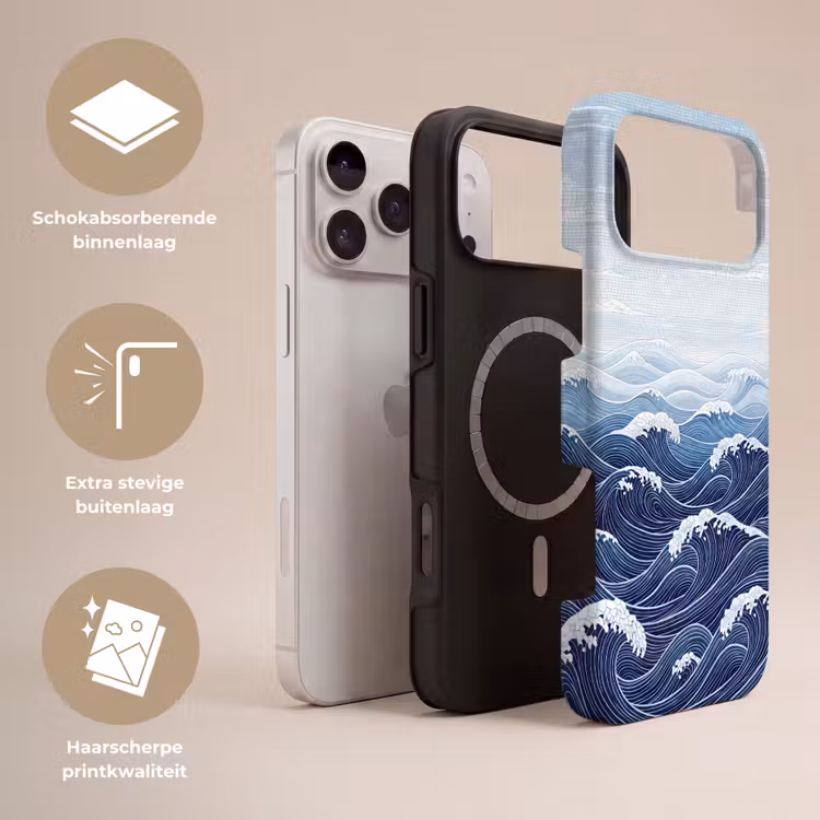 Telefoonhoesje Toughcase - Water - Mozaïek - Landschap - Modern - Blauw — 3