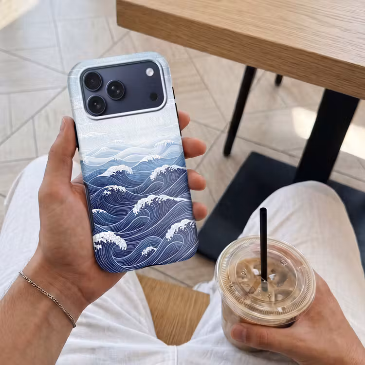 Telefoonhoesje Toughcase - Water - Mozaïek - Landschap - Modern - Blauw — 4