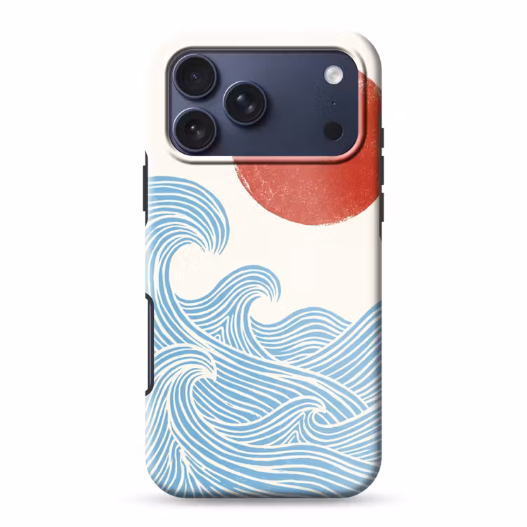 Telefoonhoesje Toughcase - Zon - Golven - Oceaan - Abstract - Rood — 1