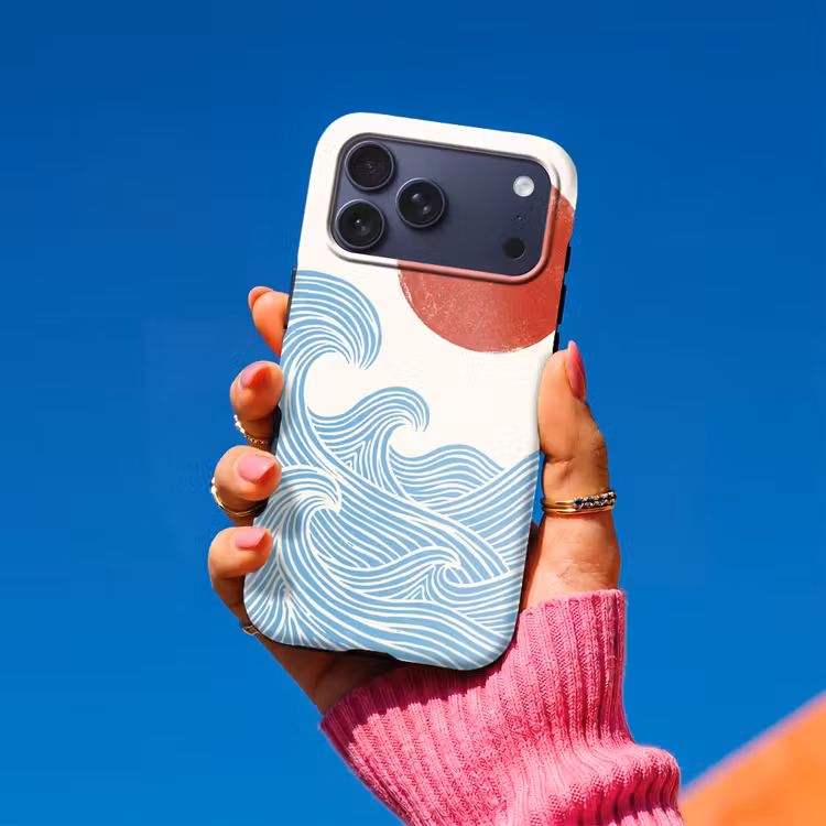 Telefoonhoesje Toughcase - Zon - Golven - Oceaan - Abstract - Rood — 2