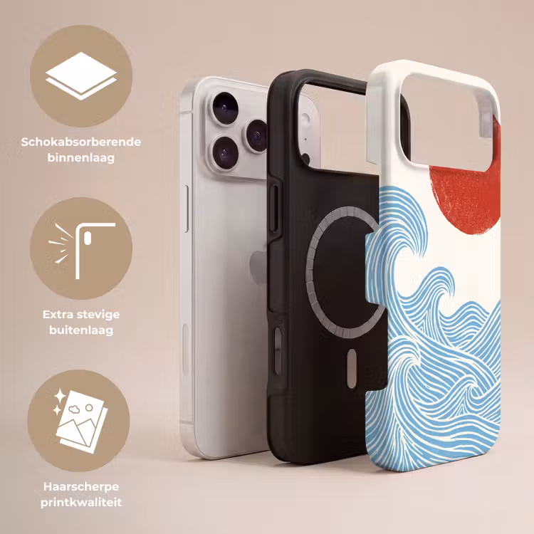 Telefoonhoesje Toughcase - Zon - Golven - Oceaan - Abstract - Rood — 3
