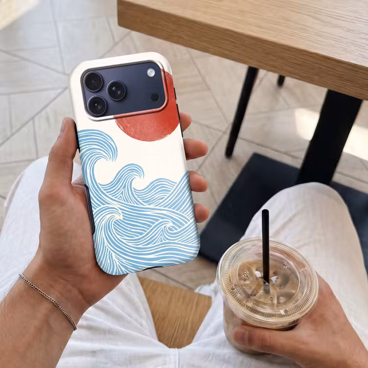Telefoonhoesje Toughcase - Zon - Golven - Oceaan - Abstract - Rood — 4