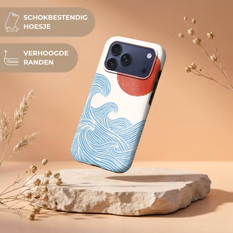 Telefoonhoesje Toughcase - Zon - Golven - Oceaan - Abstract - Rood — 5