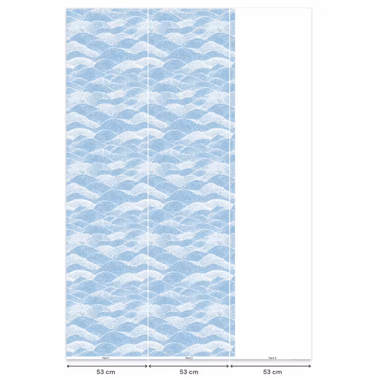 Behang - Blauw - Wit - Golven - Getekend — 6