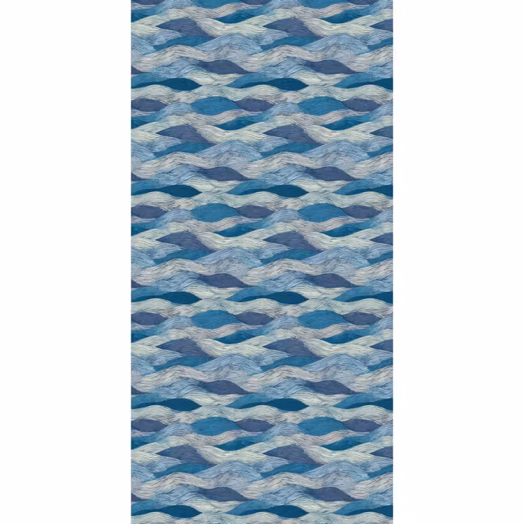 Behang - Getekend - Blauw - Wit - Golvend - Streepjes — 2