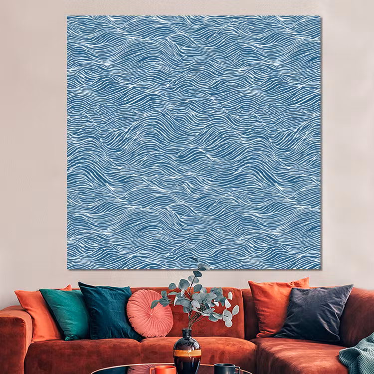 Forex - Blauw - Wit - Golven - Getekend - Textuur — 3